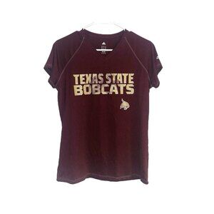Adidas Texas State Maroon Bobcats Football V-Neck Short Sleeved T-Shirt Medium